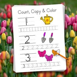Count, Copy & Color from 1 to 10 - Spring