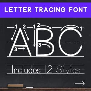 Teaching Print Font - Dotted Letters and Numbers Tracing Font for Teaching and Learning Handwriting