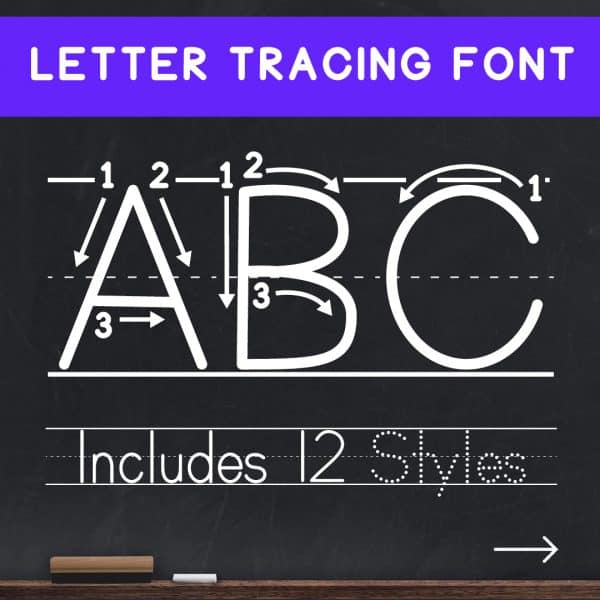 Teaching Print Font - Dotted Letters and Numbers Tracing Font for Teaching and Learning Handwriting