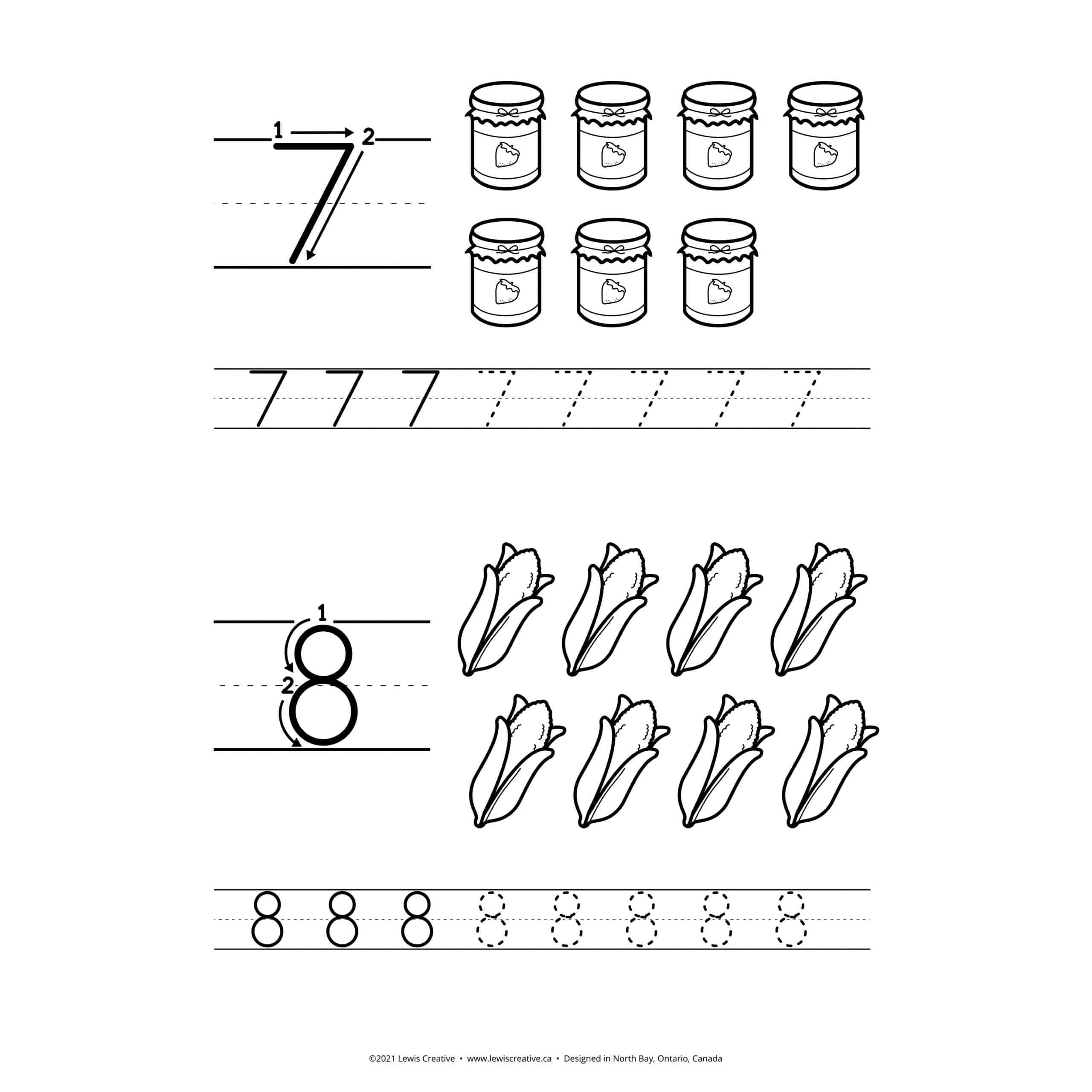 Count, Copy & Color • Fall Themed Number Tracing from 1 to 10 - Lewis ...