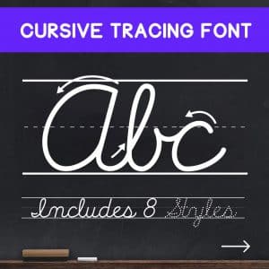 Cursive Letter Tracing Font - Teaching Cursive Dotted Arrows and Dotted Lined