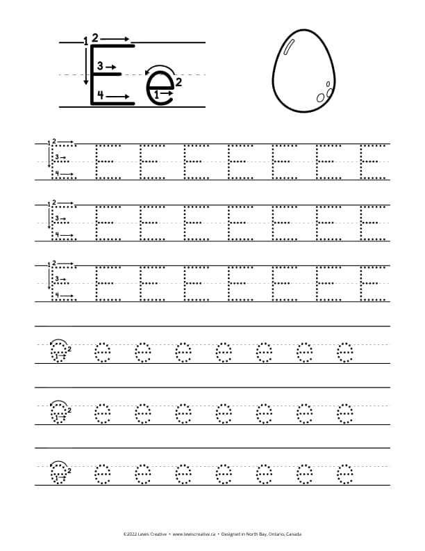 Tracing Worksheet for letter E