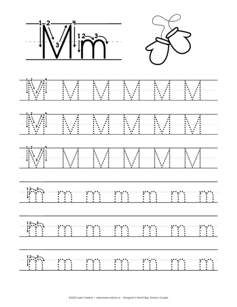 Tracing Worksheet for letter M