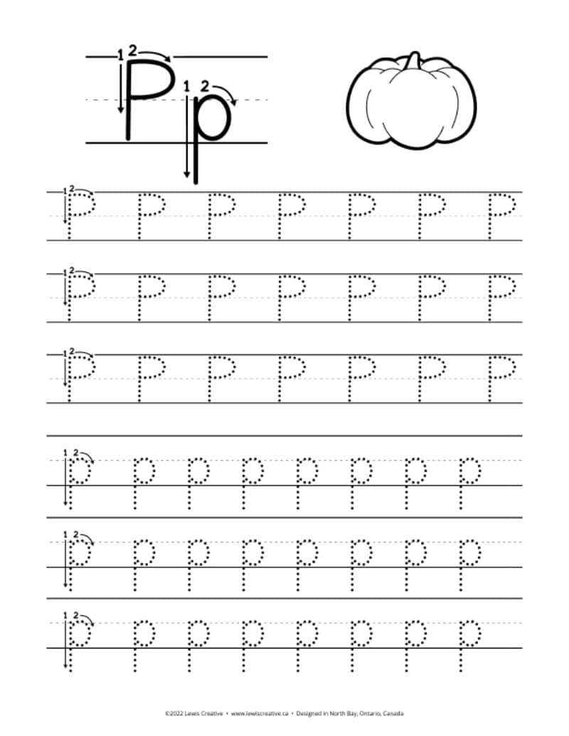 Tracing Worksheet for letter P