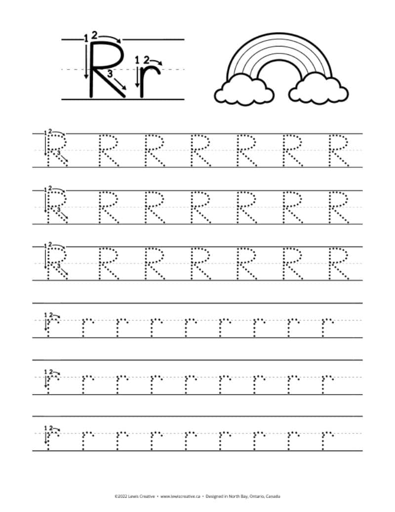 Tracing Worksheet for letter R