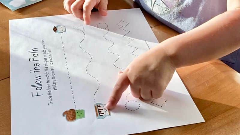 Free Line Tracing Activities – Follow the Lines to Match the Shapes or Stickers