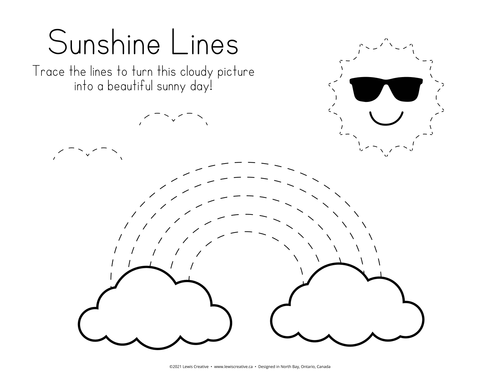 Summer Themed Follow the lines activity - Free Worksheet - Lewis Creative