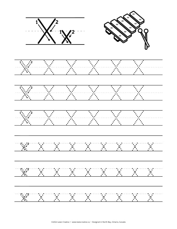 Tracing Worksheet for letter X