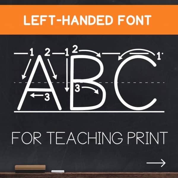 Left-Handed Letter Tracing Font Teaching Print