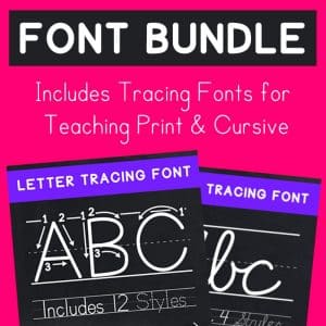 Teaching Font Bundle Tracing Fonts for Print and Cursive Handwriting