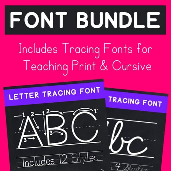 Teaching Font Bundle Tracing Fonts for Print and Cursive Handwriting