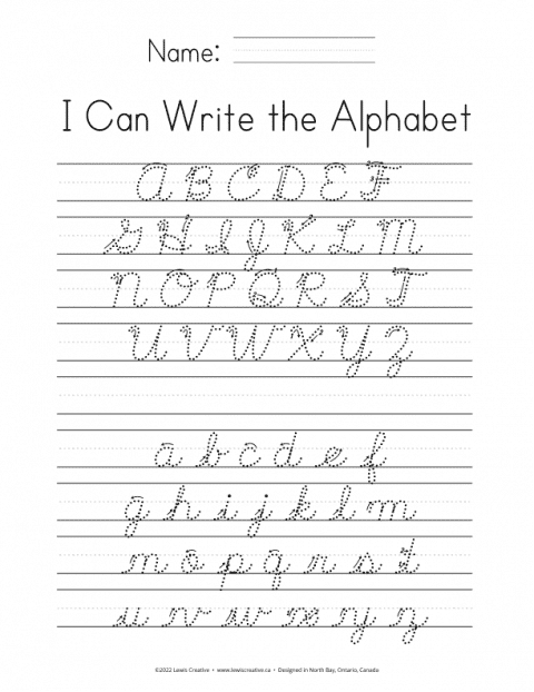 Cursive Alphabet Tracing Sheets - Lewis Creative