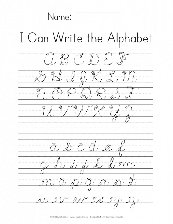Cursive Alphabet Tracing Sheets - Lewis Creative