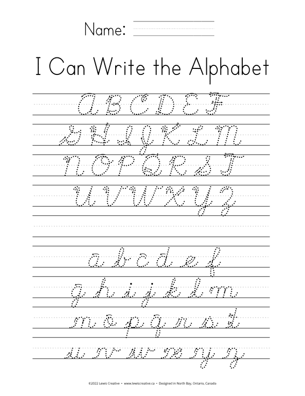 How to Write the Alphabet in Cursive Dotted with Arrow Instructions