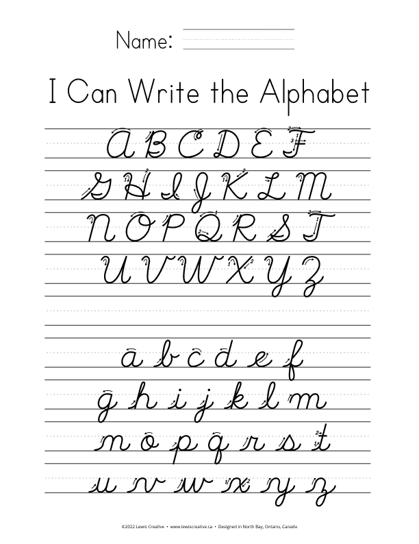 Cursive Alphabet Tracing Sheets Lewis Creative