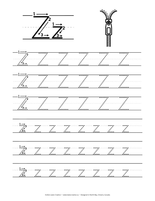 Tracing Worksheet for letter Z
