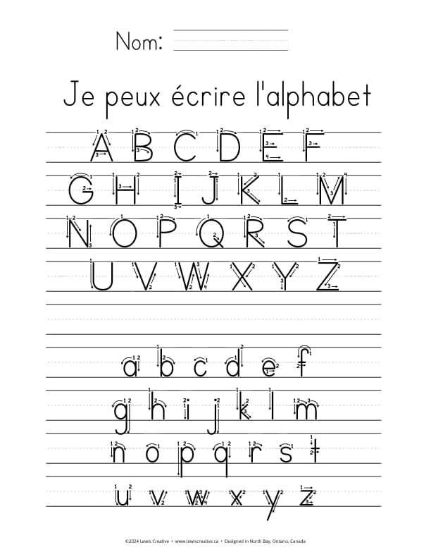 Traçage des lettres en majuscules et minuscules avec les directions de formation de flèches