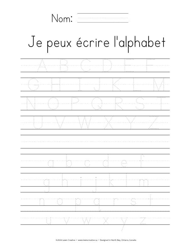 Tracer l'alphabet - Lettres en pointillés légères - Lewis Creative