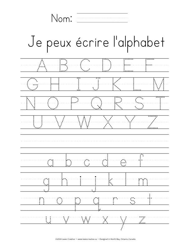 Tracer l'alphabet - Lettres en pointillés - Lewis Creative