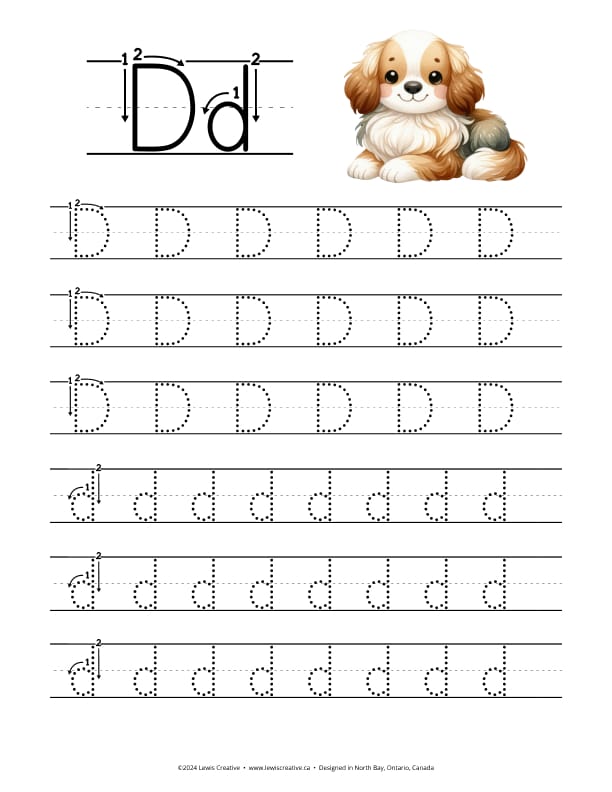 Tracing Worksheet for letter D
