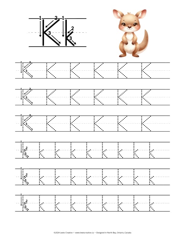 Tracing Worksheet for letter K