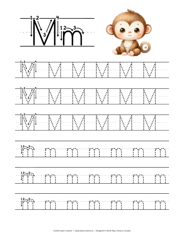 Tracing Worksheet for letter M