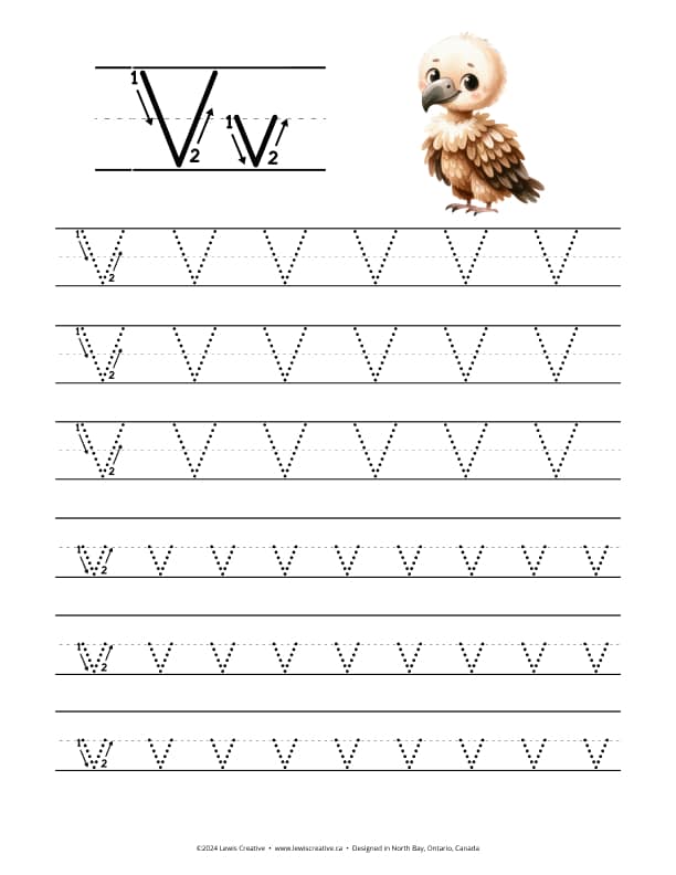 Tracing Worksheet for letter V