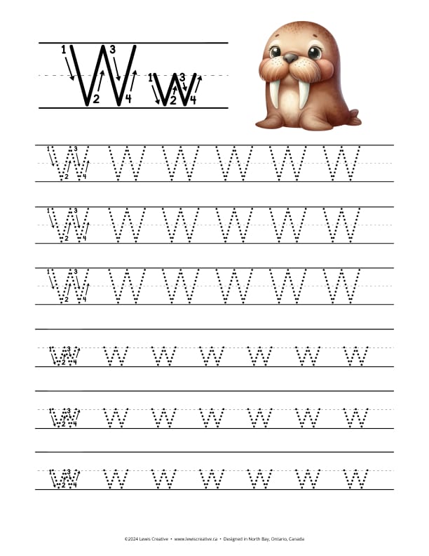 Tracing Worksheet for letter W