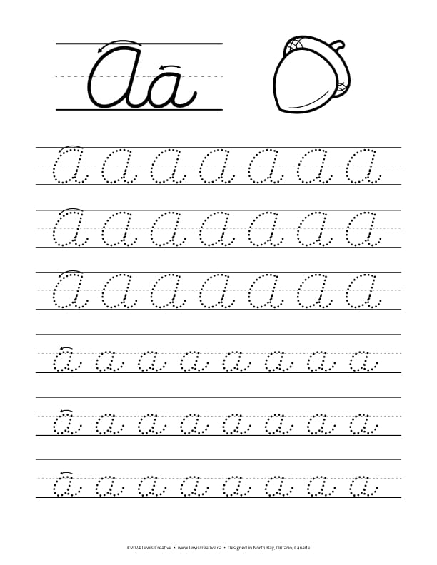 Tracing Worksheet for letter A