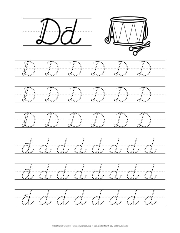Tracing Worksheet for letter D