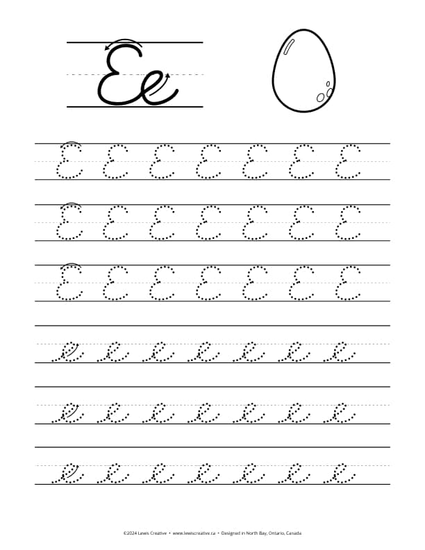Tracing Worksheet for letter E