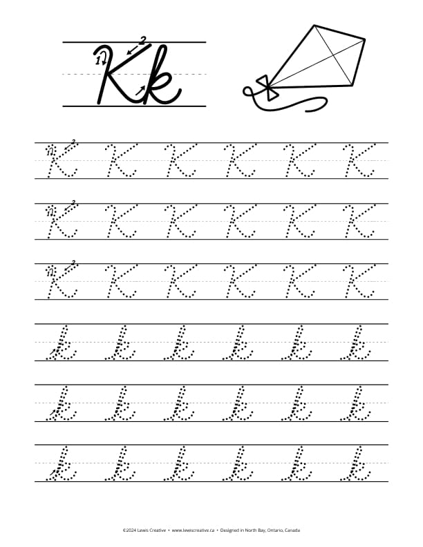 Tracing Worksheet for letter K