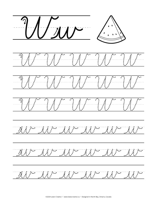 Tracing Worksheet for letter W