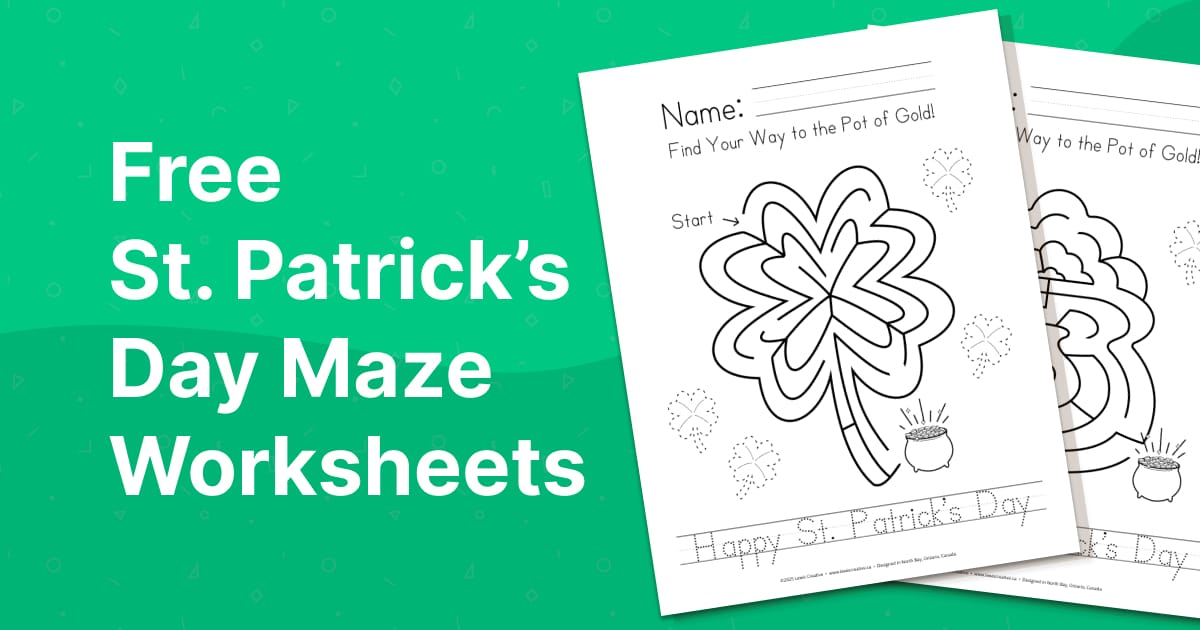 Free St Patricks Day Maze Worksheets - Clover Maze and Pot of Gold Maze