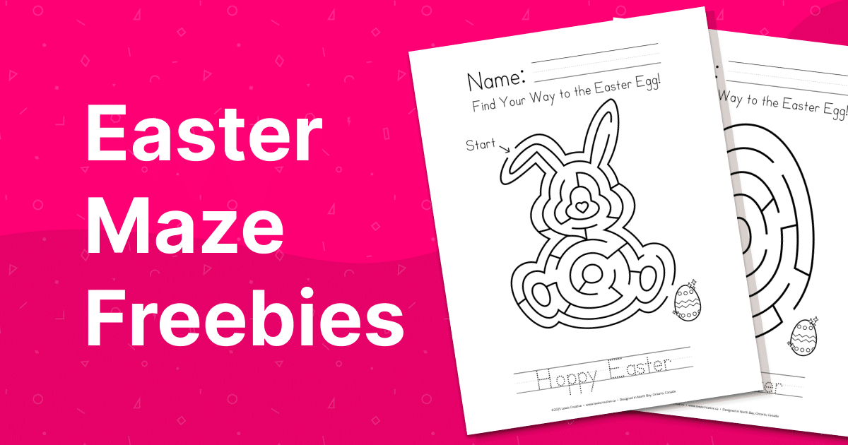 Free Easter Maze Worksheets featuring the Easter Bunny and an Easter Egg Shaped Maze