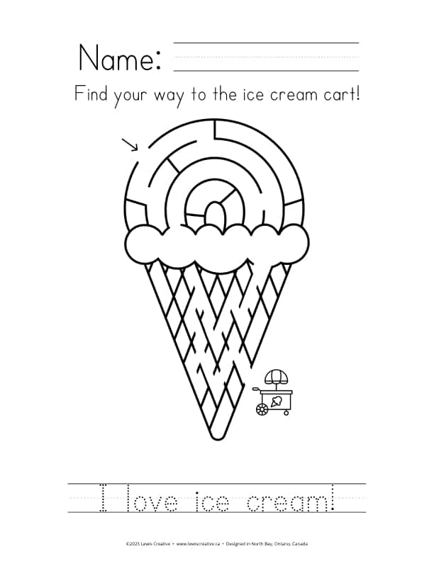Free Ice Cream Cone Maze